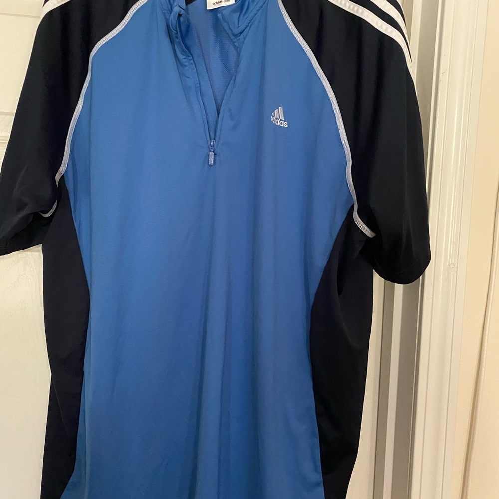 adidas Blue & Black Quarter-Zip Athletic Top
